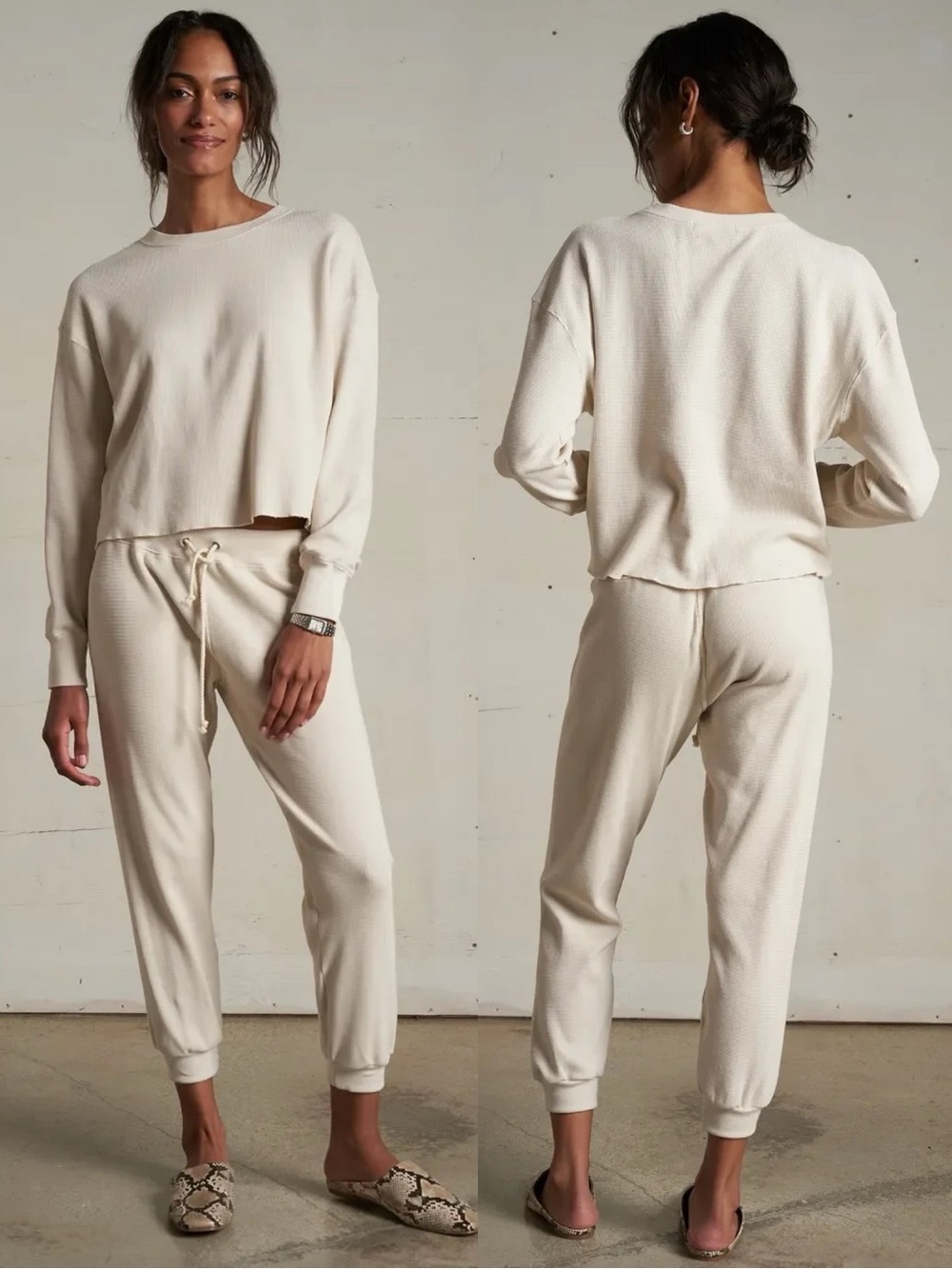 NEW PerfectWhiteTee Nash Sweatpant Crosby Sweatshirt Two Piece Set Sugar S/M